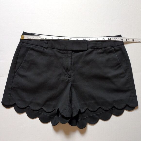 J Crew Scalloped Hem Shorts Black 100% Cotton 3" Inseam Classic Preppy - Picture 6 of 11